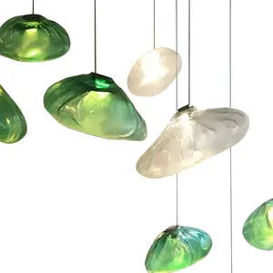 E27 plafonnier moderne en verre, lampe décorative de forme irrégulière, luminaire suspendu en verre coloré