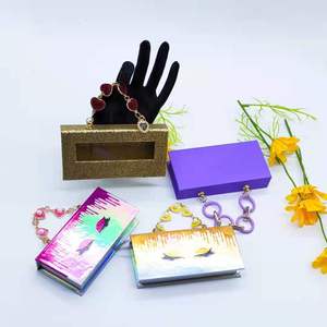 Boîte à cils vide unique emballage de cils vide boîte d'emballage de faux cils en papier de luxe avec logo personnalisé et chaîne - Product Image 2