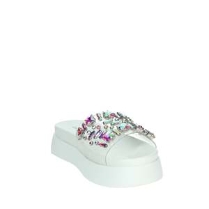 Sandali da Donna Laura Biagiotti con Tacco Basso, Bianchi con Cristalli e Plateau - Product Image 5