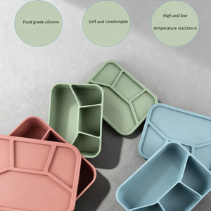 Lonchera Infantil de Silicona de Lujo a Prueba de Fugas con Diseño Bento de 4 Compartimentos, Apta para Lavavajillas y Ecológica para Guardar Refrigerios Escolares - Product Image 4