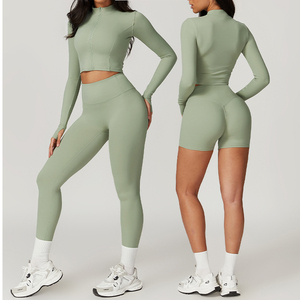 Conjunto de <span class=keywords><strong>Yoga</strong></span> Deportivo <span class=keywords><strong>para</strong></span> Mujer Más Vendido, Sensación de Segunda Piel, Top de <span class=keywords><strong>Yoga</strong></span> Transpirable con Absorción de Impactos de Tres Cuartos y Leggings de Cintura Alta - Product Image 2