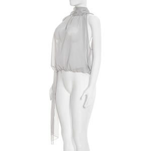 Viviblook D26TP029 - Top sin Mangas para Mujer, Sexy, Verano, Color Sólido, Chifón Transparente, con Lazo - Product Image 5