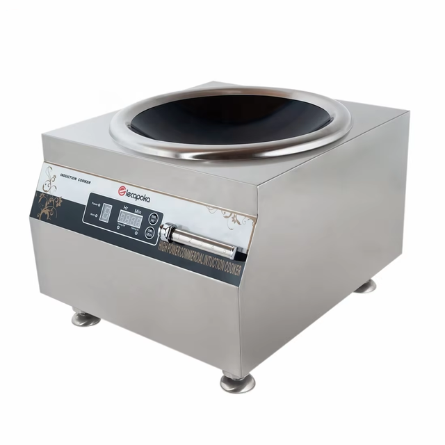 Commercial Stainless Steel Wok Single Burner Induction Cooker 8KW 4 Digital Display Magnetic Control Ceramic Panel Electric