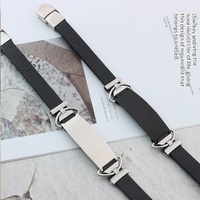 Bracelet en cuir et acier inoxydable personnalisé, bracelets en caoutchouc personnalisés, vente en gros, bracelets promotionnels tendance pour hommes/femmes