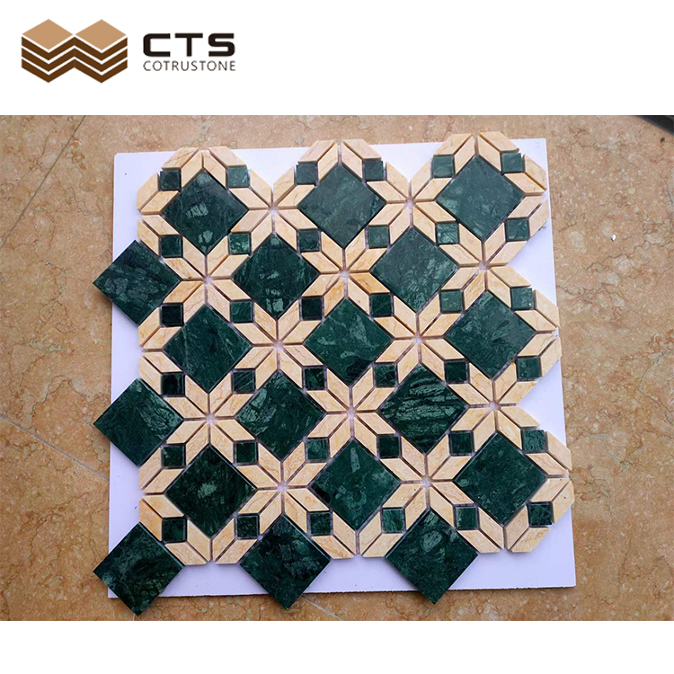 Factory Price Green Nature Marble Mosaic Bathroom Wall Tiles for Swimming Pool Green Flower