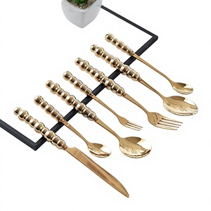 Juego de Cuchillos, Tenedores, Cucharas y Palillos de Acero Inoxidable con Mango de Perlas, Acabado Espejo, Estilo Nórdico Occidental, de Lujo Ligero - Product Image 1
