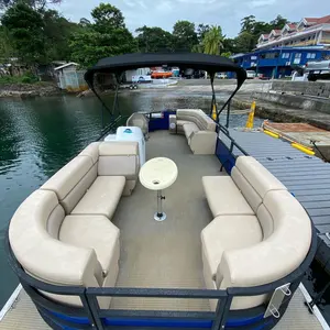 Allsea 21ft 6.4m barca pontone in alluminio di lusso con doppio tubo triplo completamente saldato per feste sul lago e sul fiume in vendita