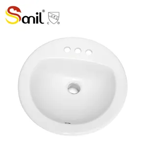 Factory Direct Sanitary Ware White Wash Basin Round Shape Ceramic Drop In Bathroom Basin Sink