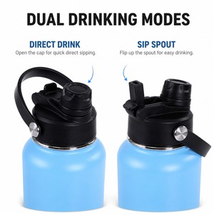 Bouteille d'eau isotherme en acier inoxydable de 32 oz avec logo personnalisé, double ouverture, et couvercle 2-en-1 avec paille et bec verseur - Product Image 2