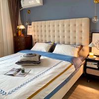 Moderner Luxus italienischer Echt leder Doppelbett rahmen King & Queen Size Schlafzimmer möbel Weiches Holz Kopfteil 3 Jahre Garantie