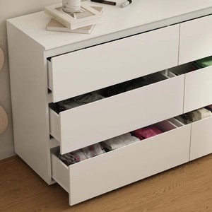 Mobilier de chambre à coucher moderne <span class=keywords><strong>Grande</strong></span> <span class=keywords><strong>commode</strong></span> à 6 tiroirs Armoire de rangement en bois blanc Design <span class=keywords><strong>Grande</strong></span> <span class=keywords><strong>commode</strong></span> pour le salon - Product Image 5