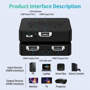 Répartiteur <span class=keywords><strong>HDMI</strong></span> 4K30Hz de haute qualité, 1 entrée 2 sorties audio, <span class=keywords><strong>multi</strong></span>-<span class=keywords><strong>écrans</strong></span>, en plastique ABS, pour ordinateur portable et boîtier TV - Product Image 3