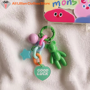 クリエイティブかわいいクマカラフルキーホルダー女性女の子ファッションイヤホン保護ケースペンダントバッグ装飾アクセサリー - Product Image 2