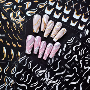Hiny paillettes lignes françaises ongles autocollants vagues courbe <span class=keywords><strong>argent</strong></span>/or rayures <span class=keywords><strong>manucure</strong></span> décalcomanies <span class=keywords><strong>manucure</strong></span> français ongles décoration - Product Image 6