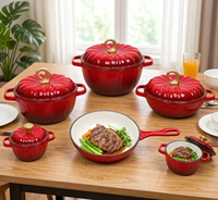 11pcs Set Peralatan Masak Panci dan Wajan Enamel Motif Labu, Anti Lengket Serbaguna, Logo Dapat Disesuaikan, untuk Memasak