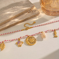 Collier en acier inoxydable TD, style bohème, breloques océaniques, plaqué or 18 carats PVD, étanche, tortue, étoile de mer, coquillage, soleil, lune, bijoux d'été pour la plage