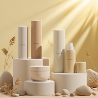 Ensemble d'Emballages de Luxe Beige Mat pour Soins de la Peau – Flacon Pompe et Compte-Gouttes en Plastique PET pour Sérum, Crème et Lotion