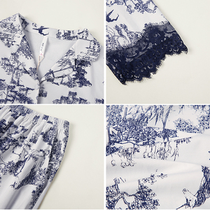 <span class=keywords><strong>Pigiama</strong></span> da donna di lusso cinese personalizzato per la primavera <span class=keywords><strong>e</strong></span> l'autunno nuova tendenza in <span class=keywords><strong>pizzo</strong></span> di <span class=keywords><strong>cotone</strong></span> a due pezzi - Product Image 3