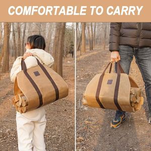 Échantillon gratuit d'accessoires pour poêle à bois : grand sac de transport pour bois de chauffage avec sac de transport pour bûches en toile cirée résistante - Product Image 5