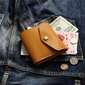 Casual Vegetable Tanned Leather Top Layer Cowhide Short Wallet Genuine Leather Simple Portable Japanese Style Buckle Wallet - Product Image 2