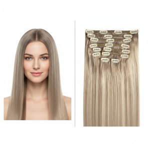 Extensions à clips classiques à double trame, lot de 10 pièces, 160g, cheveux humains Remy, lisses et soyeux, 24 pouces, noir de jais, <span class=keywords><strong>prix</strong></span> d'usine - Product Image 1
