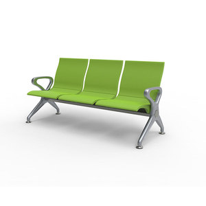 Sillas de espera Tenzo T35-03S verdes con asientos en fila y pasamanos para uso en hospitales, aeropuertos, hoteles y exteriores. - Product Image 1