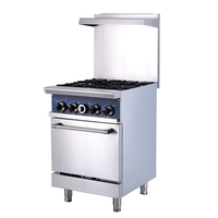 Peralatan Dapur Tradisional Perak Kompor Berdiri Kompor Gas 4 Tungku dengan Oven dan Katup Pengaman