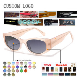 Custom Logo Cat Eye <b>Sunglasses</b> Full Rim UV400 Protection Unisex Casual Acetate <b>Frame</b> Lens Color Customization - Product Image 1