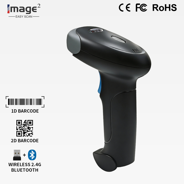 Image Wireless Barcode Scanner CMOS Sensor BT Multi-functional 2-in-1 (2.4GHz) Handheld Automatic 1D2D Barcode in Stock
