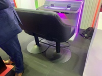 Chaise de casino double deux places en cuir noir, banquette pour machine à sous