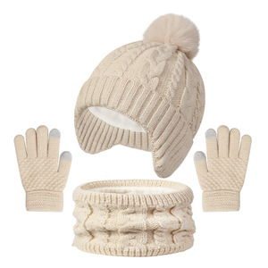 Conjunto de tres piezas de otoño e invierno para niños europeos <span class=keywords><strong>y</strong></span> americanos, estilo liso, nueva bola única, sombrero para bebé, <span class=keywords><strong>bufanda</strong></span>, <span class=keywords><strong>guantes</strong></span> transfronterizos - Product Image 6