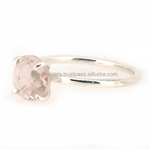 Anillo de Piedra Preciosa de Cuarzo Rosa, Plata de Ley 925, Chapado en Plata, Diseño Moderno, Joyería, Regalo de Aniversario, Boda, Fiesta - Product Image 1
