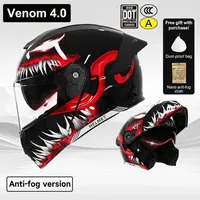 Casque de moto modulaire homologué DOT, à visière relevable, avec double visière, pour les motards adultes