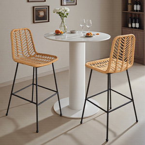Chaises <span class=keywords><strong>de</strong></span> bar durables <span class=keywords><strong>en</strong></span> plastique avec assise <span class=keywords><strong>en</strong></span> rotin tressé, structure <span class=keywords><strong>en</strong></span> métal, tabourets <span class=keywords><strong>de</strong></span> bar <span class=keywords><strong>de</strong></span> hauteur standard pour îlot <span class=keywords><strong>de</strong></span> cuisine - Product Image 1