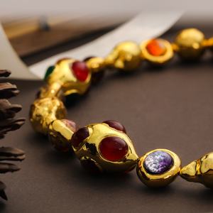 Collar de Perlas Vintage de Alta Calidad con Cristales de Estrás y Cadena de Cuerda, Chapado en Oro y Cobre, para Bodas y Compromisos - Product Image 4