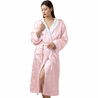 Robe de couple avec capuche en tissu polyester, double face rose, confortable et durable pour un usage quotidien, unisexe, longueur mi-mollet, vêtements de détente
