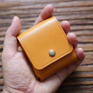 Custom Vintage Genuine Leather RFID Unisex Card <b>Coin</b> <b>Purse</b> Wallet Short Length with Button Closure - Product Image 2