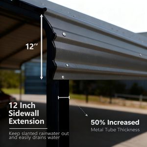 Abri de voiture extérieur en acier au carbone 20*40 pour une seule voiture, toit en tuiles d'acier coloré durable, abri de stationnement préfabriqué multi-scènes à monter soi-même - Product Image 3