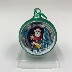 كرة زجاجية بشكل شجرة عيد الميلاد كرة زجاجية مفتوحة مصنوعة يدويًا مزينة من الداخل