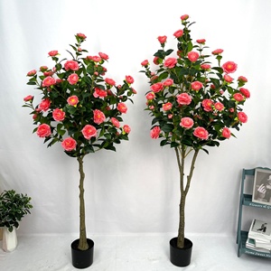 Chậu cây nhân tạo cây hoa trà cây hoa cây bonsai thường xanh màu Hồng Sâm banh 90cm hoa Trà Cây - Product Image 5