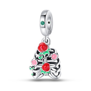 Pendentif Breloque DIY en Perles Plaqué Argent avec Zircon Forme Cœur Taillé Rose, Motif Chouette et Écureuil <span class=keywords><strong>Feuille</strong></span> d'Érable d'Automne - Product Image 5