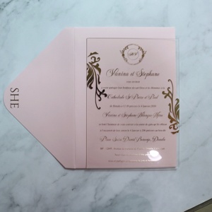 Tarjeta de Invitación Acrílica Rosa con Flores Plateadas Cortadas con Láser Personalizadas a <span class=keywords><strong>Precio</strong></span> Económico para Fiestas, Bodas, Matrimonios, Cumpleaños, Menús - Product Image 4