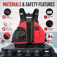 Gilet de flottabilité pour kayak adulte avec poches, gilet de sport nautique réglable et réfléchissant pour le rafting et la navigation