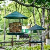 Mangeoire à oiseaux hexagonale suspendue en plastique PP PS avec fenêtre panoramique pour jardin