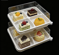 Vente d'usine : Boîte à gâteau en plastique PET transparente de qualité alimentaire, jetable, à 4 compartiments, pour pâtisserie et desserts