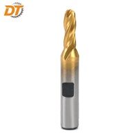 Fraise à queue HSS DT 1/4" à 4 cannelures, revêtement titane, 9,5 mm, pour CNC, tige droite, pour bois et aluminium