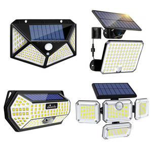 Luce Solare da Giardino <span class=keywords><strong>a</strong></span> 4 Lati <span class=keywords><strong>con</strong></span> <span class=keywords><strong>Sensore</strong></span> <span class=keywords><strong>di</strong></span> <span class=keywords><strong>Movimento</strong></span> Lampada da Parete 100 Luci <span class=keywords><strong>LED</strong></span> IP65 Impermeabile per Esterni Cortile Giardino Lampada Solare da Muro - Product Image 1