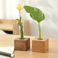 Vases à fleurs classiques rectangulaires en bois massif, écologiques, ornements de bureau, 4x4x3,5 cm, boîte de rangement en gros