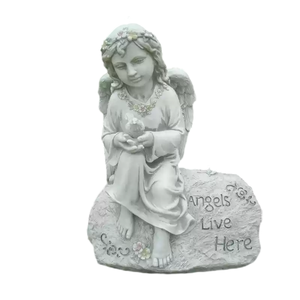 Moule de sculpture <span class=keywords><strong>en</strong></span> résine pour statue de cimetière personnalisée <span class=keywords><strong>en</strong></span> béton grandeur nature, motif ange avec ailes, ange gardien, ou femme occidentale - Product Image 2