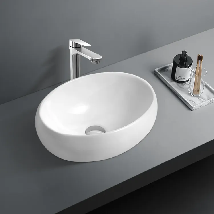 High Quality White Washbasin Above Counter Top Lavabo Bathroom Sink Ceramic Art Wash Hand Basin